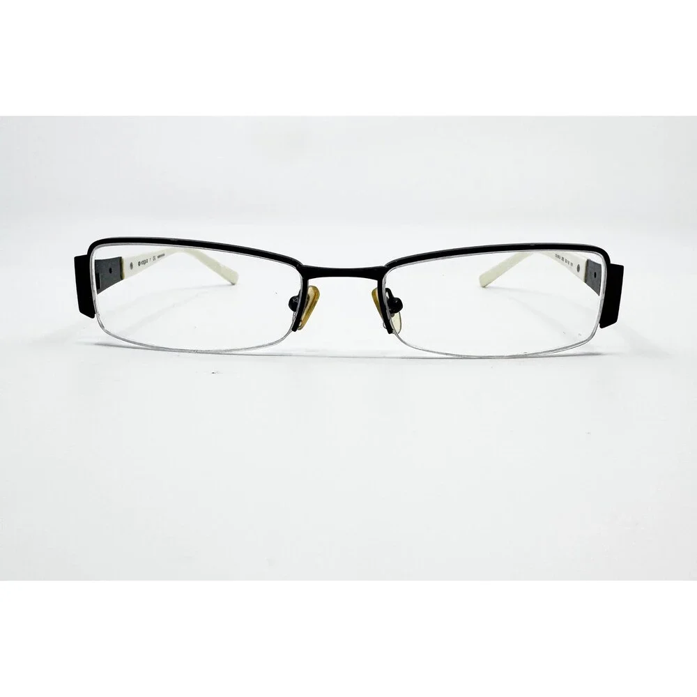 Vogue Eyeglasses Womens Black White VO 3619 352 Floral Semi-Rimless 52-18-135